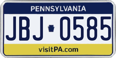 PA license plate JBJ0585