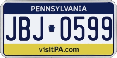 PA license plate JBJ0599
