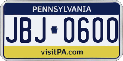 PA license plate JBJ0600