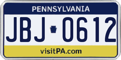PA license plate JBJ0612