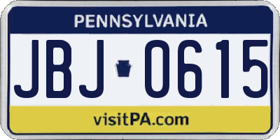 PA license plate JBJ0615