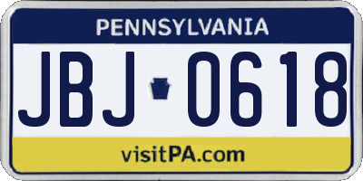 PA license plate JBJ0618