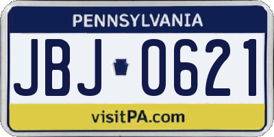 PA license plate JBJ0621