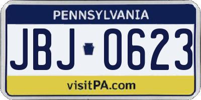 PA license plate JBJ0623