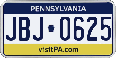 PA license plate JBJ0625
