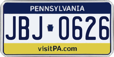 PA license plate JBJ0626