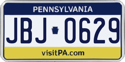 PA license plate JBJ0629