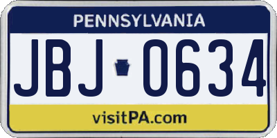 PA license plate JBJ0634