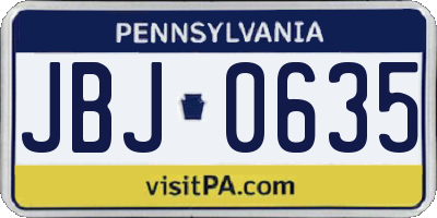 PA license plate JBJ0635