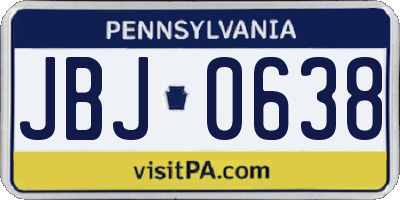 PA license plate JBJ0638