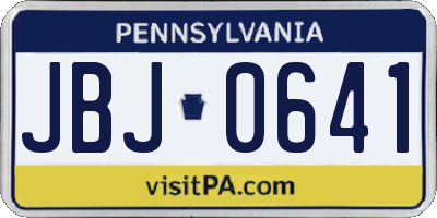 PA license plate JBJ0641
