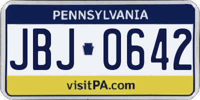 PA license plate JBJ0642