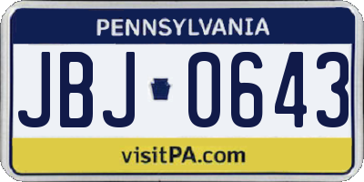 PA license plate JBJ0643