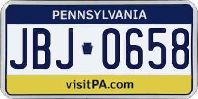 PA license plate JBJ0658