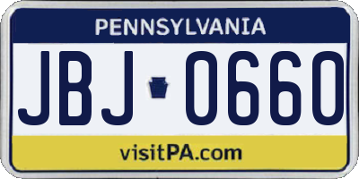 PA license plate JBJ0660
