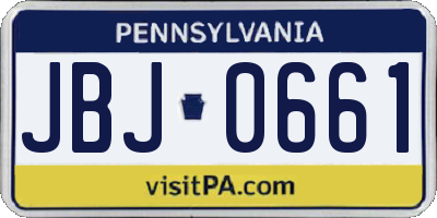 PA license plate JBJ0661