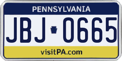 PA license plate JBJ0665