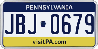 PA license plate JBJ0679