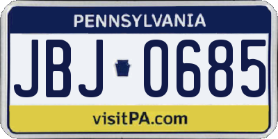 PA license plate JBJ0685