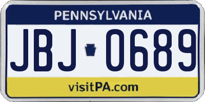 PA license plate JBJ0689