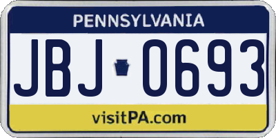 PA license plate JBJ0693