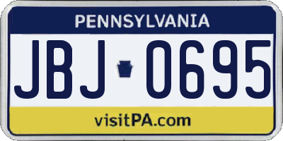 PA license plate JBJ0695