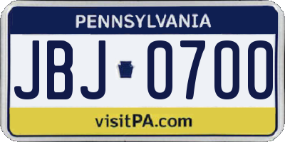 PA license plate JBJ0700