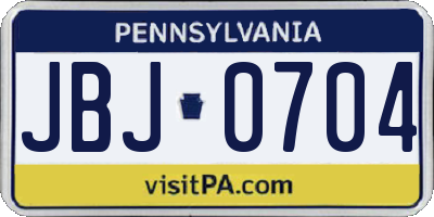PA license plate JBJ0704