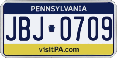 PA license plate JBJ0709