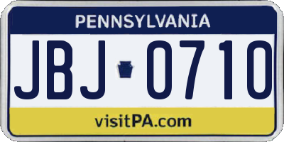 PA license plate JBJ0710