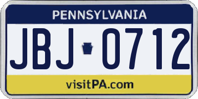 PA license plate JBJ0712