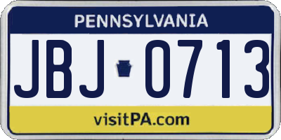 PA license plate JBJ0713