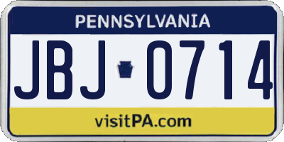 PA license plate JBJ0714