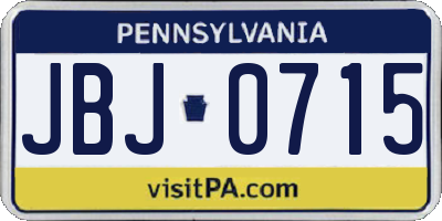PA license plate JBJ0715