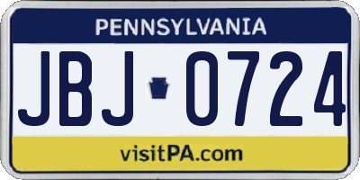 PA license plate JBJ0724