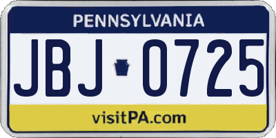 PA license plate JBJ0725