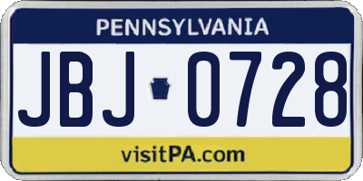 PA license plate JBJ0728