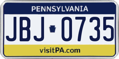 PA license plate JBJ0735