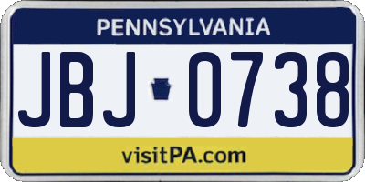 PA license plate JBJ0738
