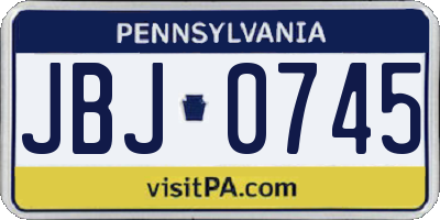 PA license plate JBJ0745