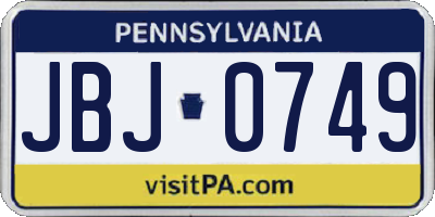 PA license plate JBJ0749