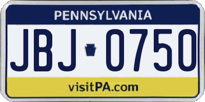 PA license plate JBJ0750