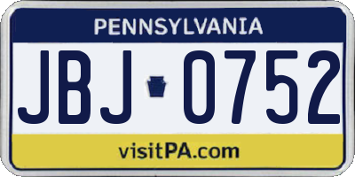 PA license plate JBJ0752