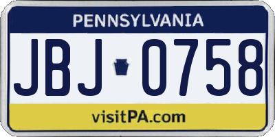 PA license plate JBJ0758