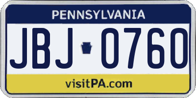 PA license plate JBJ0760