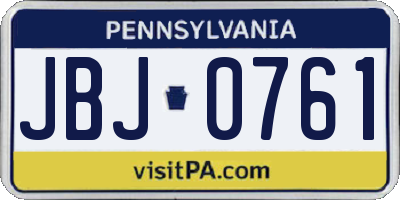 PA license plate JBJ0761