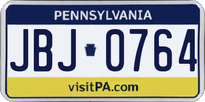 PA license plate JBJ0764