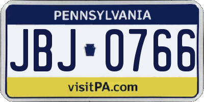 PA license plate JBJ0766