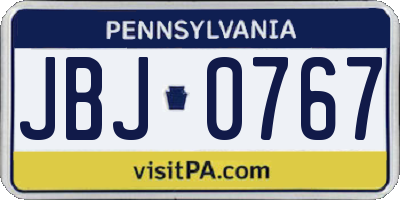 PA license plate JBJ0767