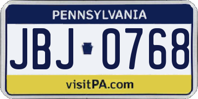 PA license plate JBJ0768
